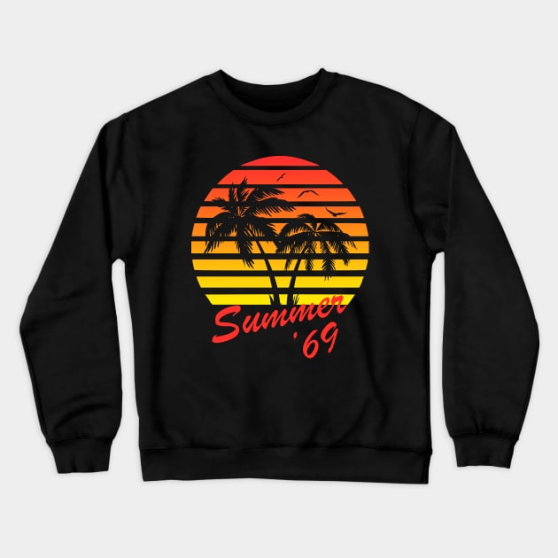 Summer '69 Tropical Sunset Crewneck Sweatshirt by Nerd_art